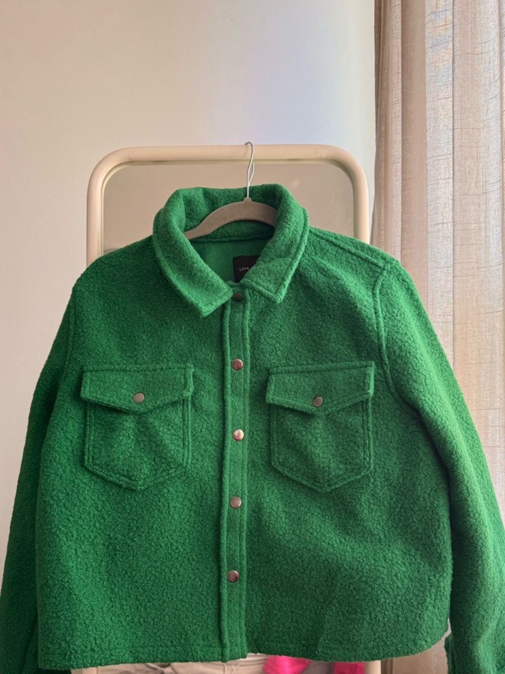 Love Tree Green Wool-Blend Bomber Jacket